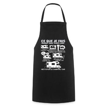 Camping-car humour idée cadeau papa maman - Tablier de cuisine - noir - Devant - AI Model Male 185 dark (185cm)