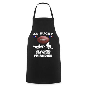 Humour rugby caramel Citation drole sport - Tablier de cuisine - noir - Devant - AI Model Male 185 dark (185cm)