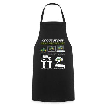 Tracteur humour agriculteur céréalier - Tablier de cuisine - noir - Devant - AI Model Male 185 dark (185cm)