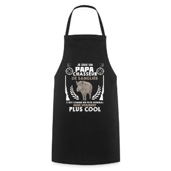 Papa Chasseur de Sanglier Vraiment Cool - Tablier de cuisine - noir - Devant - AI Model Male 185 dark (185cm)