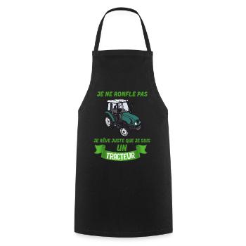 Je Suis un tracteur Et Je Ronfle Cadeau Homme - Tablier de cuisine - noir - Devant - AI Model Male 185 dark (185cm)