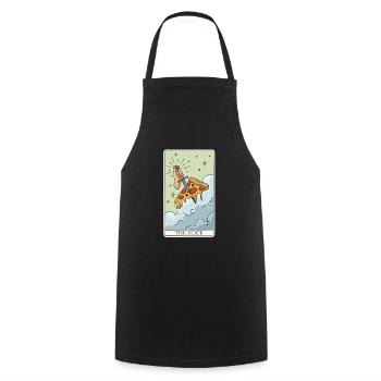Pizza-Tarot-Karte "The Slice" für einen - Kochschürze - Schwarz - Vorne - AI Model Male 185 dark (185cm)