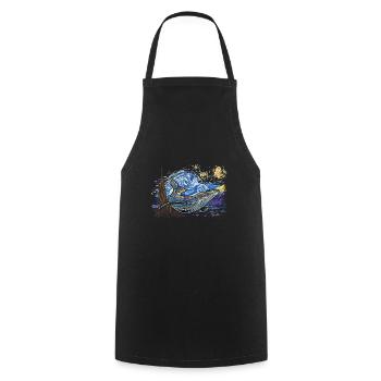 Baleine à bosse Van Gogh design pour l’observation des baleines - Tablier de cuisine - noir - Devant - AI Model Male 185 dark (185cm)