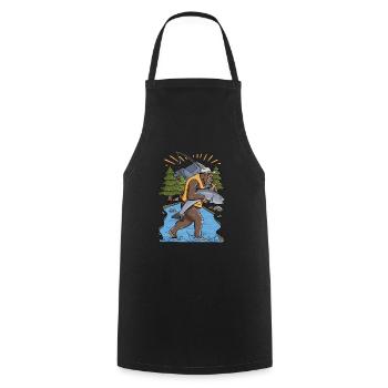 Graphique de pêche au saumon Bigfoot - Tablier de cuisine - noir - Devant - AI Model Male 185 dark (185cm)