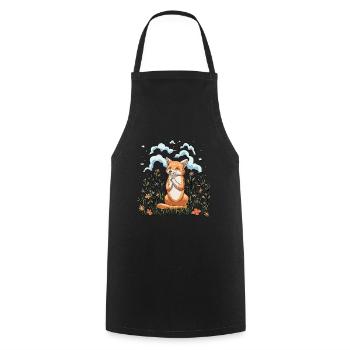 Fox Lover Cottagecore Esthétique Fleur Animal - Tablier de cuisine - noir - Devant - AI Model Male 185 dark (185cm)