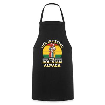 Bolivia flag Bolivian alpaca lovers - Cooking Apron - black - Front - AI Model Male 185 dark (185cm)