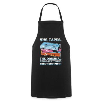 Vintage Movie Lover Retro Vhs Kassette 80er 90er - Kochschürze - Schwarz - Vorne - AI Model Male 185 dark (185cm)