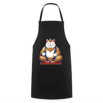 Drôle de gros chat en tant que Bouddha - Tablier de cuisine - noir - Devant - AI Model Male 185 dark (185cm)