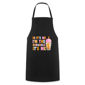 Bubble Tea Drink Pearl Milk Tea Lover Kawaii - Cooking Apron - black - Front - AI Model Male 185 dark (185cm)