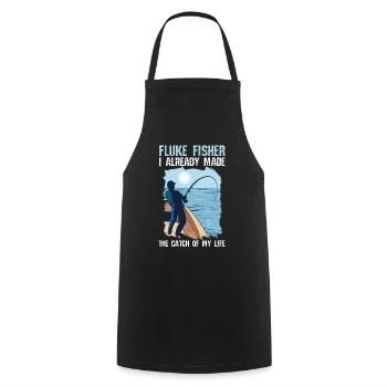 Fisherman Fishing Catcher, Fisherman's Fishing Rod, - Cooking Apron - black - Front - AI Model Male 185 dark (185cm)