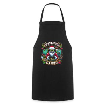 Xmas Gaming Santa Claus Gamer - Cooking Apron - black - Front - AI Model Male 185 dark (185cm)