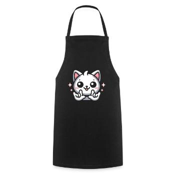 ILY Cat ASL Geste de la main Perte auditive sourde - Tablier de cuisine - noir - Devant - AI Model Male 185 dark (185cm)