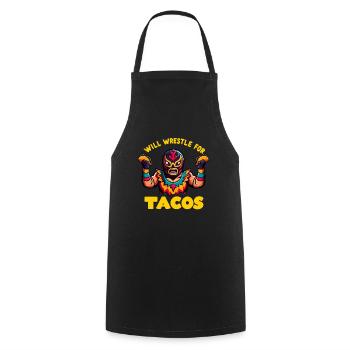 Lutteur mexicain Lucha Libre Taco - Tablier de cuisine - noir - Devant - AI Model Male 185 dark (185cm)