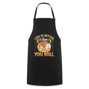 Cinnamon Roll Baker - Cooking Apron - black - Front - AI Model Male 185 dark (185cm)