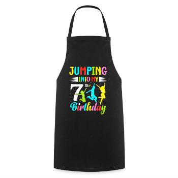 Trampoline Lover 8e anniversaire Party Jumping - Tablier de cuisine - noir - Devant - AI Model Male 185 dark (185cm)