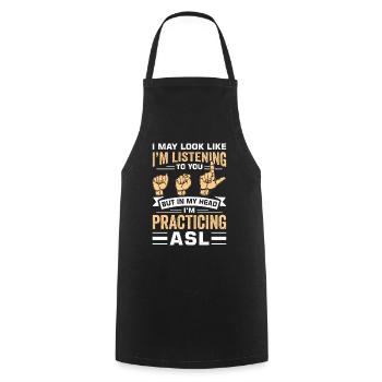 Langue des signes sourd-muet - Tablier de cuisine - noir - Devant - AI Model Male 185 dark (185cm)