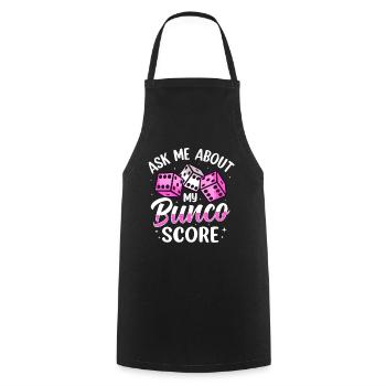 Ask me about my Bunco Score dice game - Cooking Apron - black - Front - AI Model Male 185 dark (185cm)