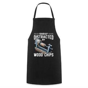 Easily distracted by wood chips Lathe - Cooking Apron - black - Front - AI Model Male 185 dark (185cm)