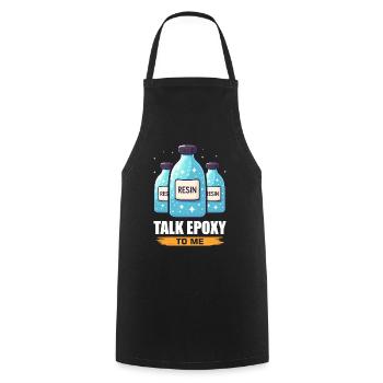 Funny epoxy resin saying - Cooking Apron - black - Front - AI Model Male 185 dark (185cm)