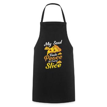 Funny pizza saying - Cooking Apron - black - Front - AI Model Male 185 dark (185cm)