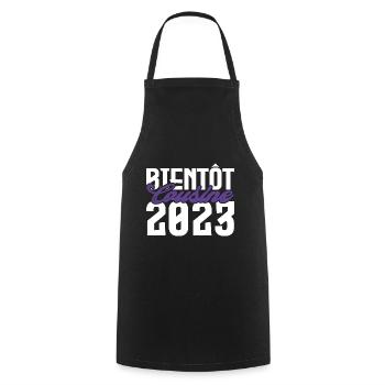 Cadeau Annonce grossesse bientôt Cousine 2023. - Tablier de cuisine - noir - Devant - AI Model Male 185 dark (185cm)
