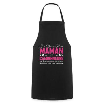 J'ai deux titres maman et Grimpeuse. Cadeau Maman - Tablier de cuisine - noir - Devant - AI Model Male 185 dark (185cm)