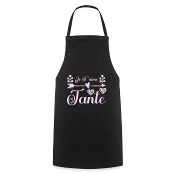 Je t'aime tante, Cadeau tante, cadeau tata. - Tablier de cuisine - noir - Devant - AI Model Male 185 dark (185cm)