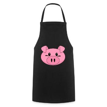 Pigs head pink funny - Cooking Apron - black - Front - AI Model Male 185 dark (185cm)