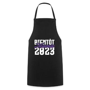 Cadeau Annonce grossesse bientôt Mamie 2023. - Tablier de cuisine - noir - Devant - AI Model Male 185 dark (185cm)