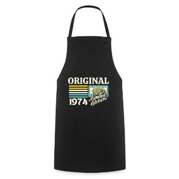 50th Anniversary Cassette September 1974 Vintage - Cooking Apron - black - Front - AI Model Male 185 dark (185cm)