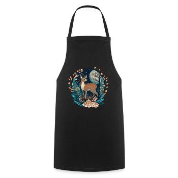 Cerf de Virginie Esthétique Cottagecore Fantasy Cerf - Tablier de cuisine - noir - Devant - AI Model Male 185 dark (185cm)