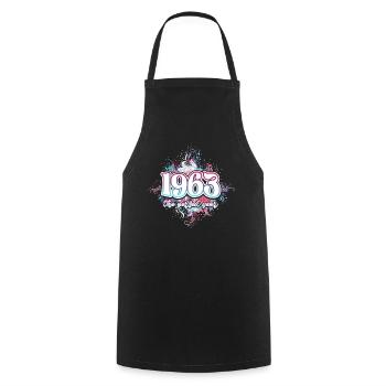 Fête Anniversaire Femme 1963 60 Ans Anniversaire - Tablier de cuisine - noir - Devant - AI Model Male 185 dark (185cm)