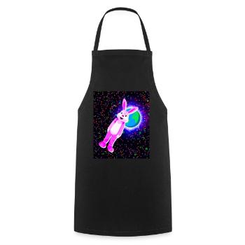 Pink bunny in the sky with planet earth - - Kochschürze - Schwarz - Vorne - AI Model Male 185 dark (185cm)