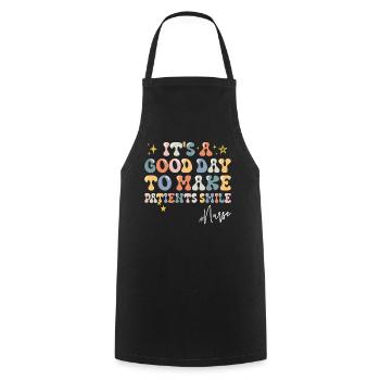 A good day quote phrase motivation nurse - Cooking Apron - black - Front - AI Model Male 185 dark (185cm)