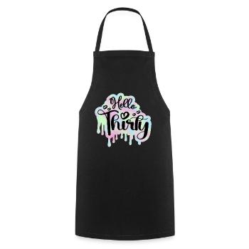 Célébrer 30ème Anniversaire Femme 30 Ans Tie Dye - Tablier de cuisine - noir - Devant - AI Model Male 185 dark (185cm)