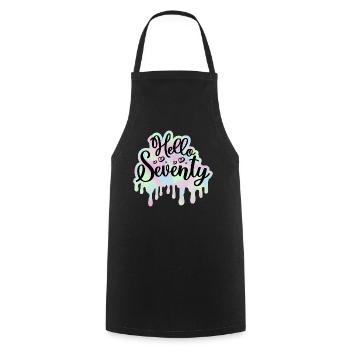 Célébrer 70ème Anniversaire Femme 70 Ans Tie Dye - Tablier de cuisine - noir - Devant - AI Model Male 185 dark (185cm)