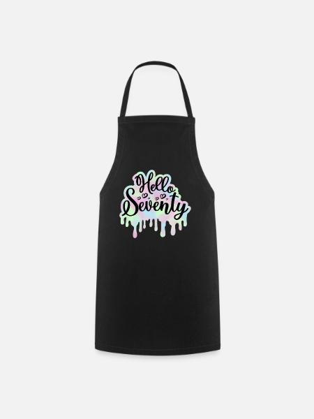 Celebrate 70th Birthday Woman 70 Years Tie Dye - Cooking Apron - black