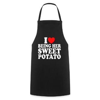 J'aime Être Sa Patate Douce Couple Thanksgiving - Tablier de cuisine - noir - Devant - AI Model Male 185 dark (185cm)