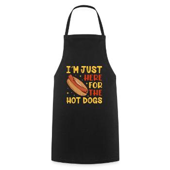 Ich bin nur für Hot Dogs hier! - Kochschürze - Schwarz - Vorne - AI Model Male 185 dark (185cm)
