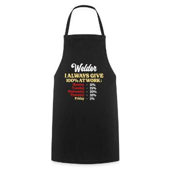 100% At Work Funny Welder Quote - Cooking Apron - black - Front - AI Model Male 185 dark (185cm)