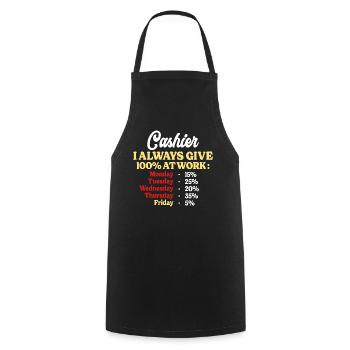 100% At Work Funny Cashier Quote - Cooking Apron - black - Front - AI Model Male 185 dark (185cm)