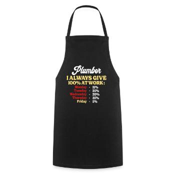 100% At Work Funny Quote Plumber - Cooking Apron - black - Front - AI Model Male 185 dark (185cm)