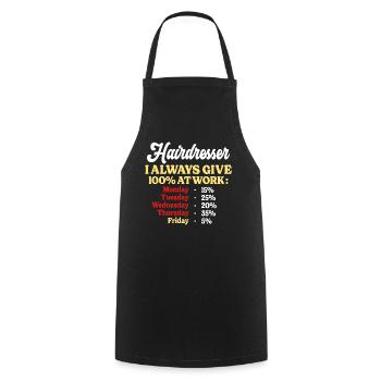 100% Working Funny Hairdresser Quote - Cooking Apron - black - Front - AI Model Male 185 dark (185cm)