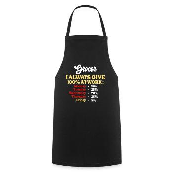 100% At Work Funny Grocer Quote - Cooking Apron - black - Front - AI Model Male 185 dark (185cm)