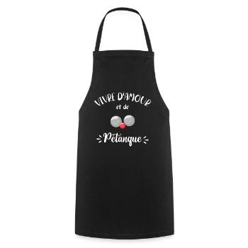 Vivre D'Amour Et De Pétanque Humour Pétanque - Tablier de cuisine - noir - Devant - AI Model Male 185 dark (185cm)