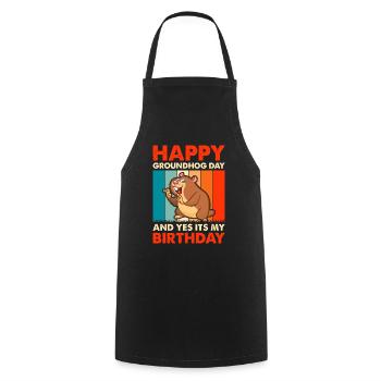 Groundhog Day an my Birthday! Happy Groundhog Day - Cooking Apron - black - Front - AI Model Male 185 dark (185cm)