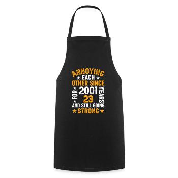 Relationship Couple Marriage - teasing each other since 2001 - Cooking Apron - black - Front - AI Model Male 185 dark (185cm)
