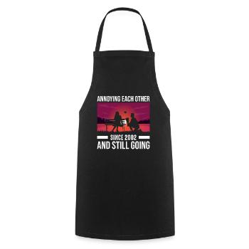 Relationship Marriage Anniversary - teasing each other since 2002 - Cooking Apron - black - Front - AI Model Male 185 dark (185cm)