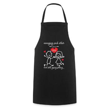 Relationship Marriage Anniversary - teasing each other since 2006 - Cooking Apron - black - Front - AI Model Male 185 dark (185cm)