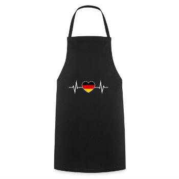 Deutschland Herzschlag Herz Liebe Deutsche Flagge - Kochschürze - Schwarz - Vorne - AI Model Male 185 dark (185cm)